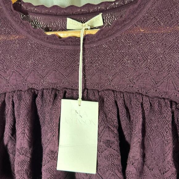 Ulla Johnson Augustina Wool Pointelle Knit Long Sleeve Top Size Large - Picture 3 of 14